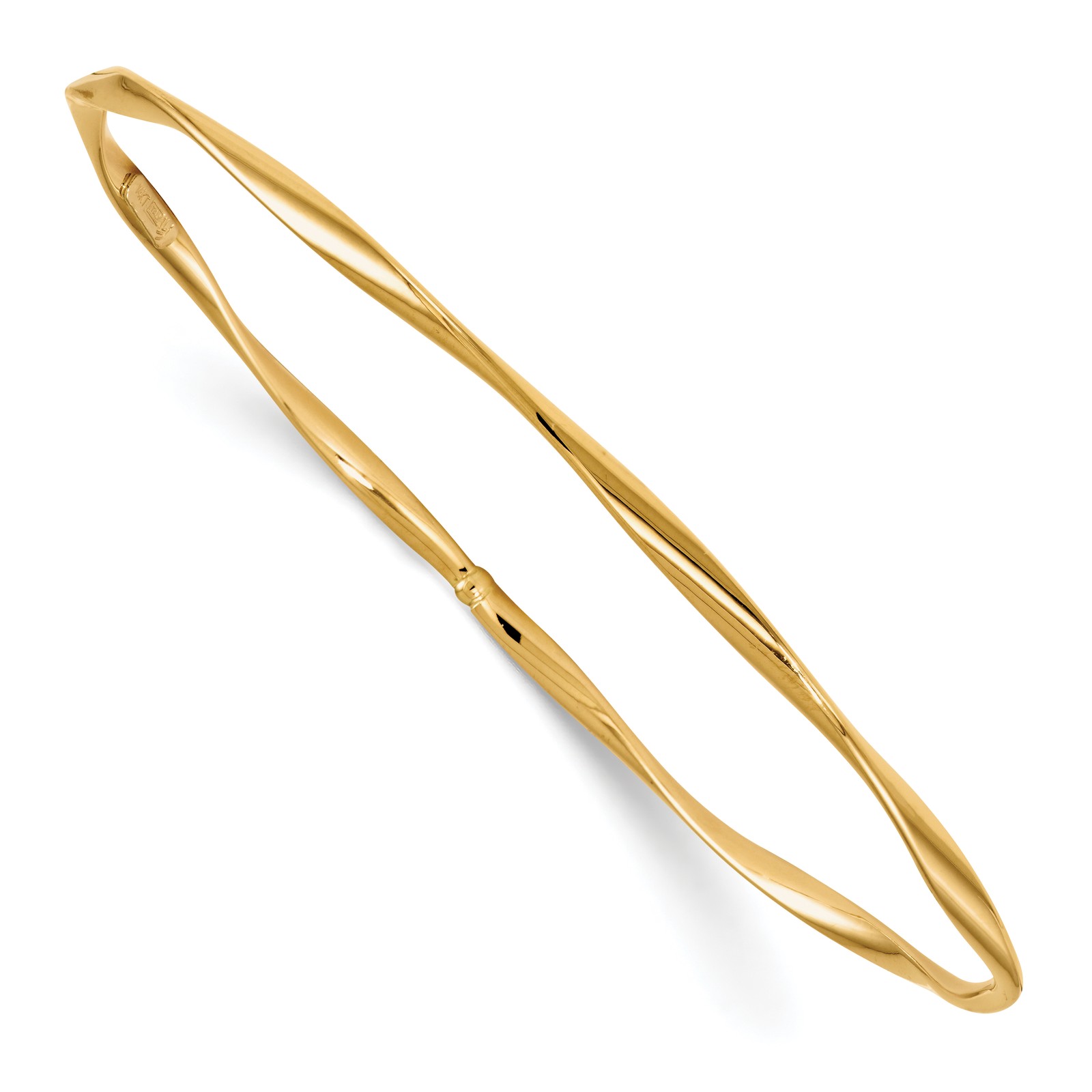 Leslie\'s Twisted Slip-on Bangle Bracelet Real 10k Yellow Gold Women\'s Hollow