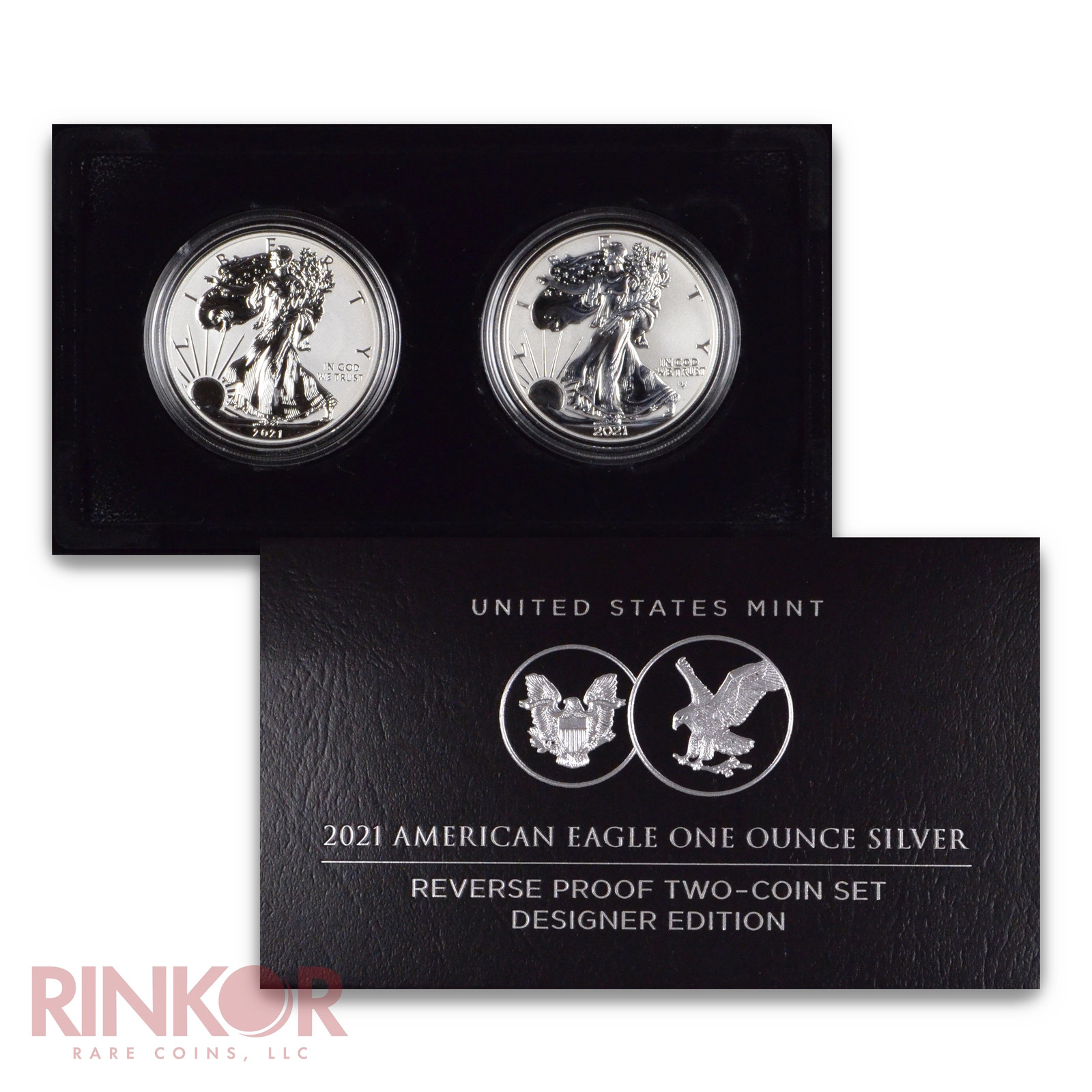 2021 Reverse Proof American Silver Eagle 2-Coin Set Designer (Box and CoA) 2021 Reverse Proof American Silver Eagle 2-Coin Set Designer (Box and CoA)