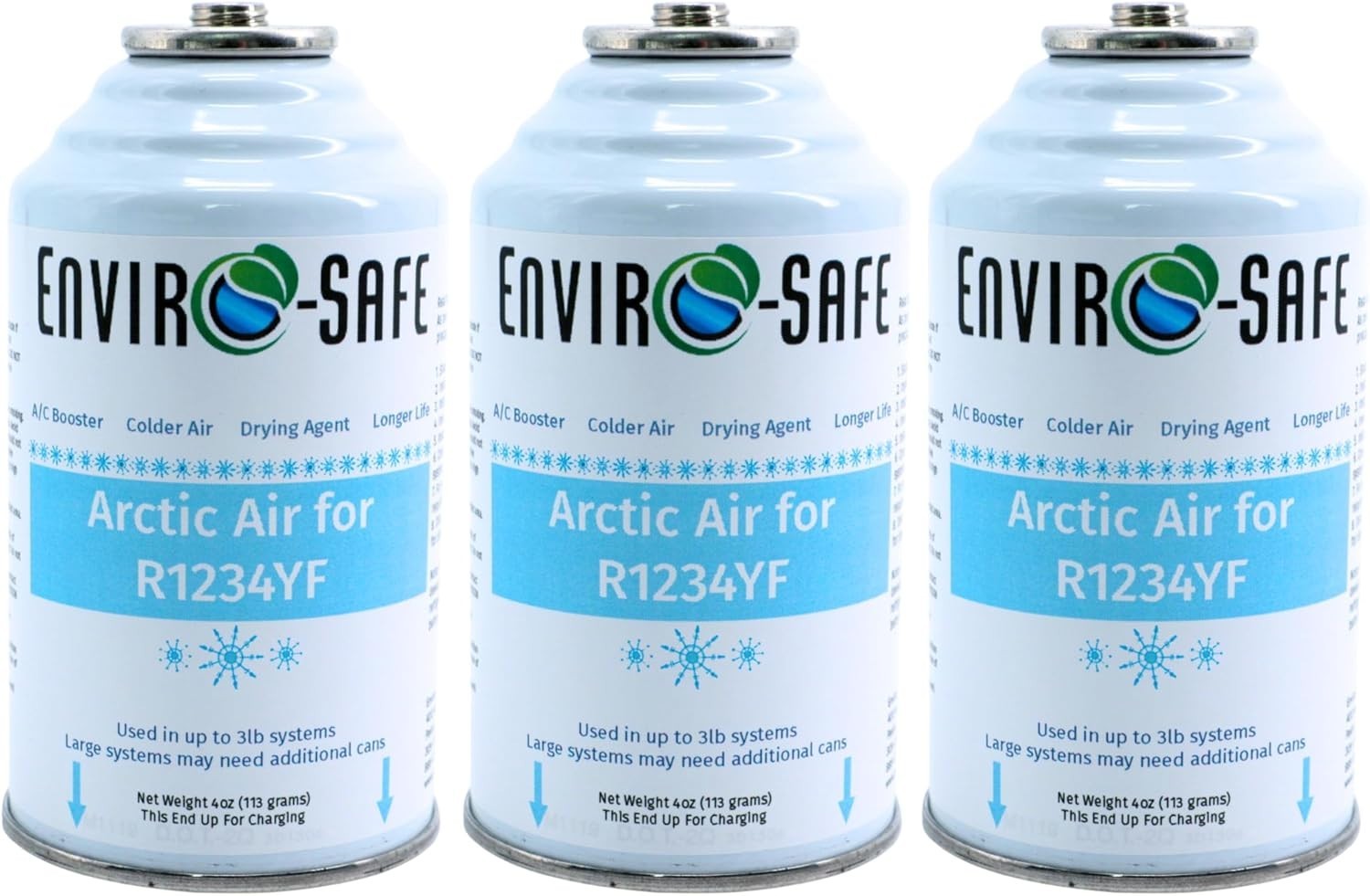 ENVIRO-SAFE Arctic Air for R1234YF — A/C Booster | Colder Duct Temps (3 Cans) ENVIRO-SAFE Arctic Air for R1234YF — A/C Booster | Colder Duct Temps (3 Cans)