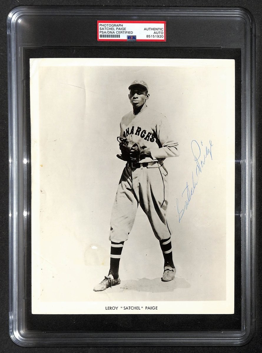 Satchel Paige Monarchs Signed/Auto Vintage Rare 8x10 Photo PSA/DNA JSA 212336
