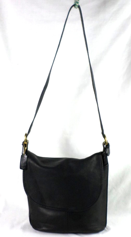 Vintage COACH 4115 Black Leather Original Whitney Flap Tote Shoulder Bag USA WOW