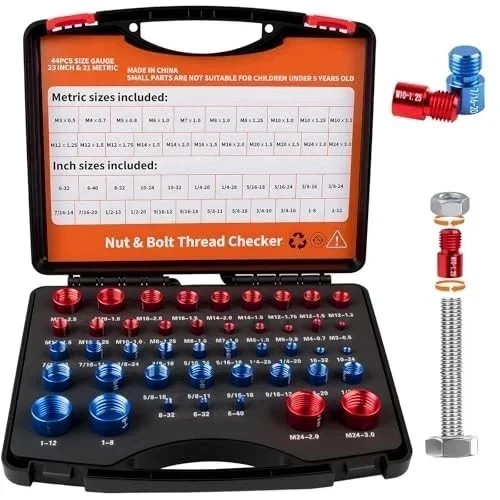 44pcs Inch & Metric Set Nut & Bolt Thread Checker Identifier Thread Gauges Box 44pcs Inch & Metric Set Nut & Bolt Thread Checker Identifier Thread Gauges Box