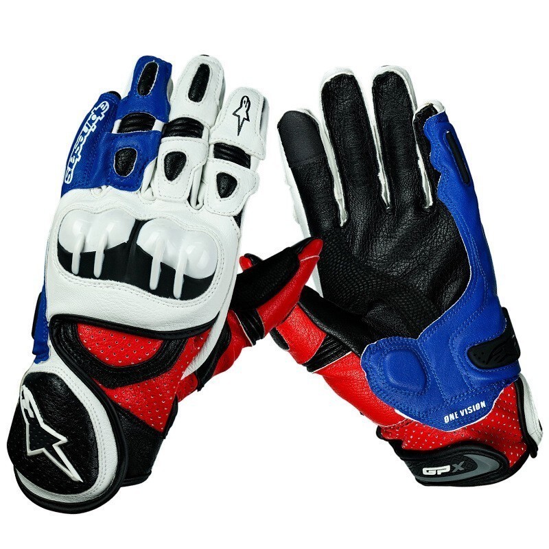 Alpinestars GPX Men's Blue Leather Gloves Soft and Durable Motorcycle Gloves