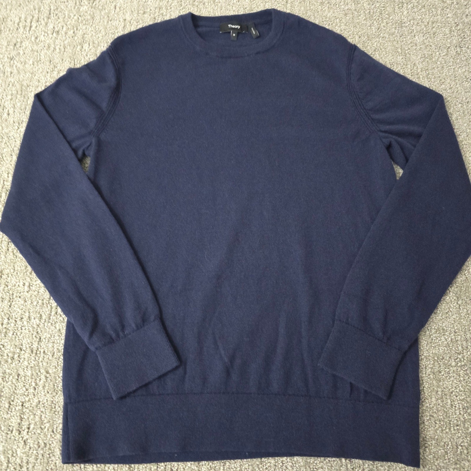 Theory Riland P Harman Mens M Navy Merino Wool Crewneck Sweater
