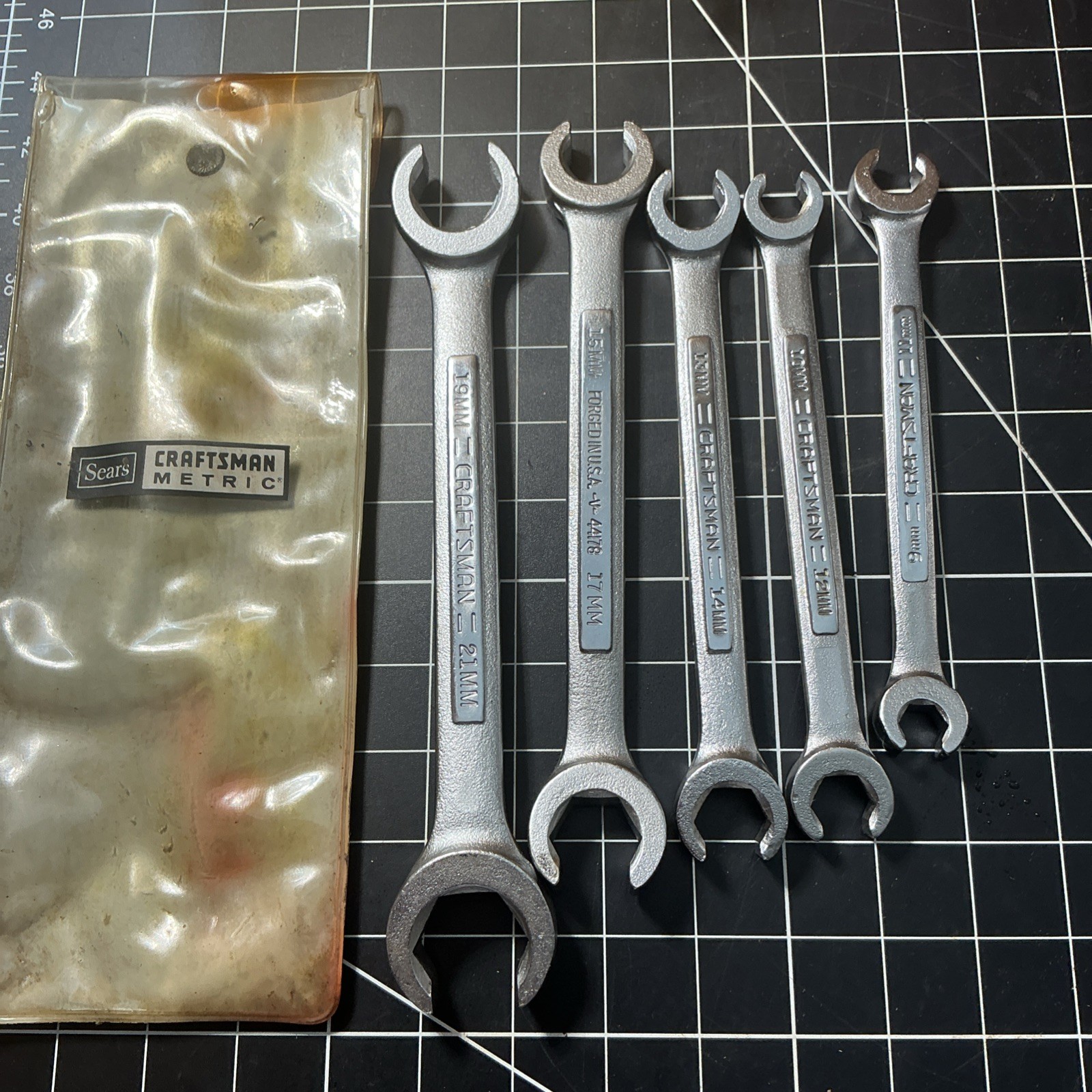 Vintage Craftsman 5pc METRIC Flare Nut Line Wrench Set-V- USA 9-21 MM 9-4434 Vintage Craftsman 5pc METRIC Flare Nut Line Wrench Set-V- USA 9-21 MM 9-4434