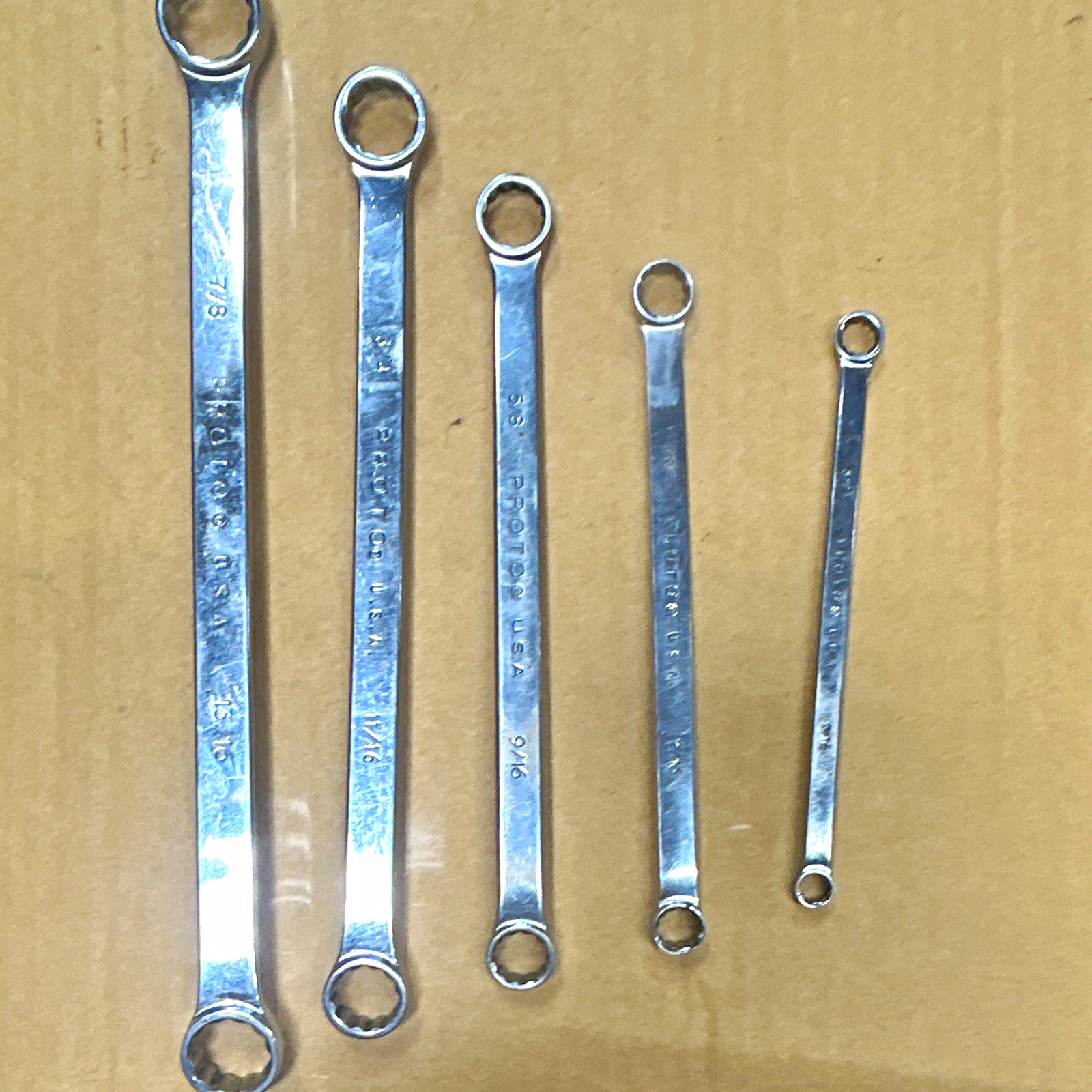 PROTO Professional Double End Box Wrench Set SAE 5pc 3/8-7/8 PROTO Professional Double End Box Wrench Set SAE 5pc 3/8-7/8