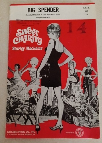 Vintage 1969 Choral Sheet Music SHIRLEY MACLAINE Big Spender 