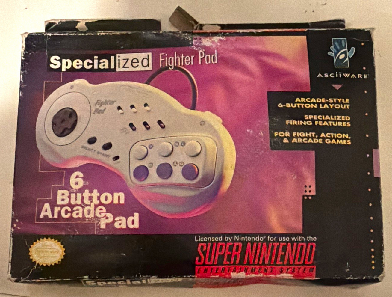 Asciiware Specialized Fighter Pad Wired Turbo 6-Button SNES Controller Asciiware Specialized Fighter Pad Wired Turbo 6-Button SNES Controller