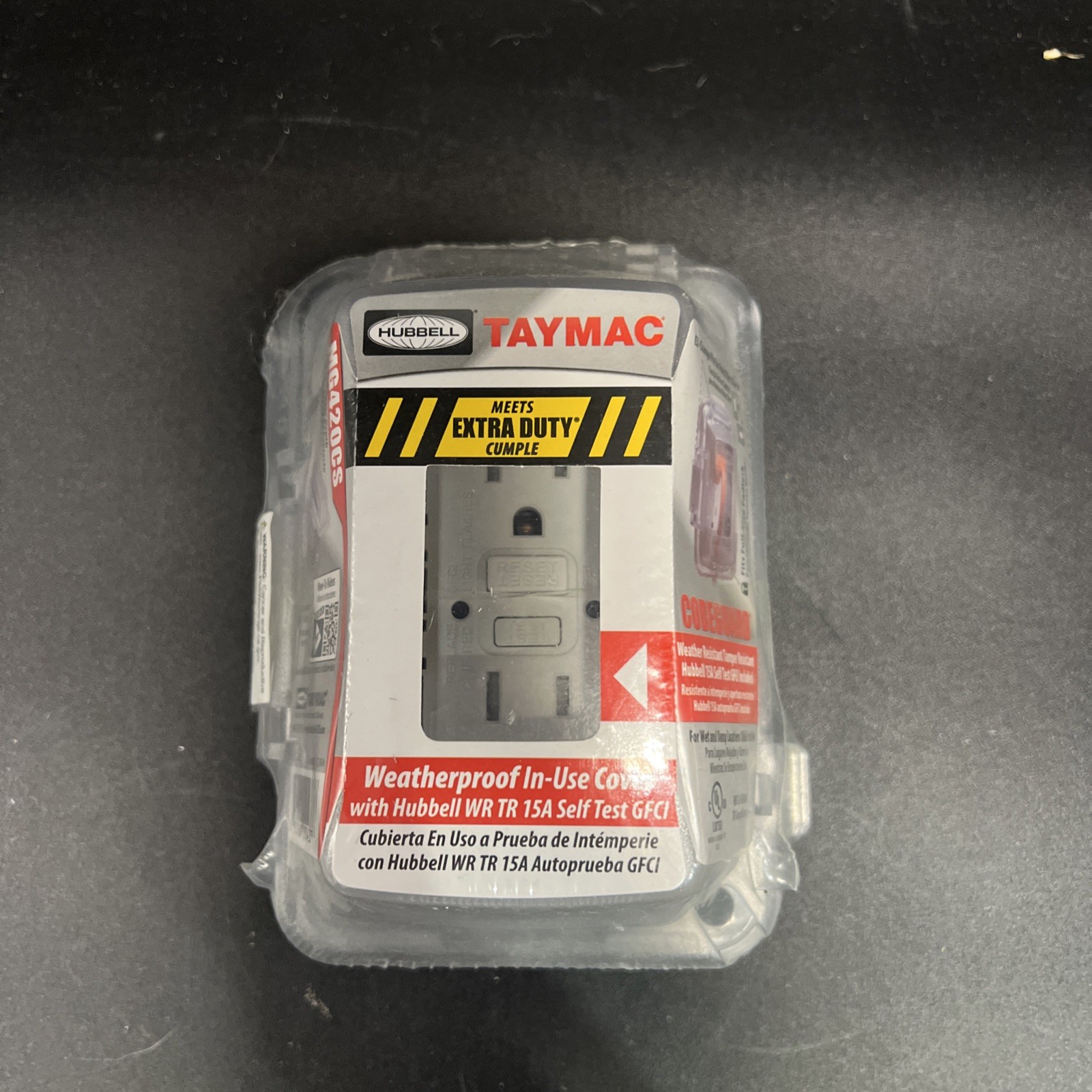 TAYMAC Weatherproof In-Use Cover w/Hubbell WR TR 15A Self Test GFCI - #MG420CS