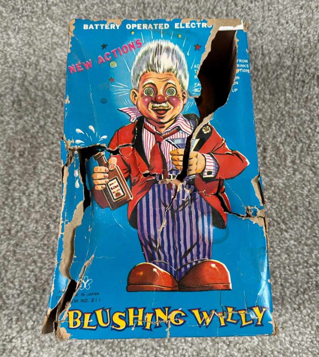 Vintage Blushing Willy Battery Operated Bartender With Box & Y Co. Japan 60s