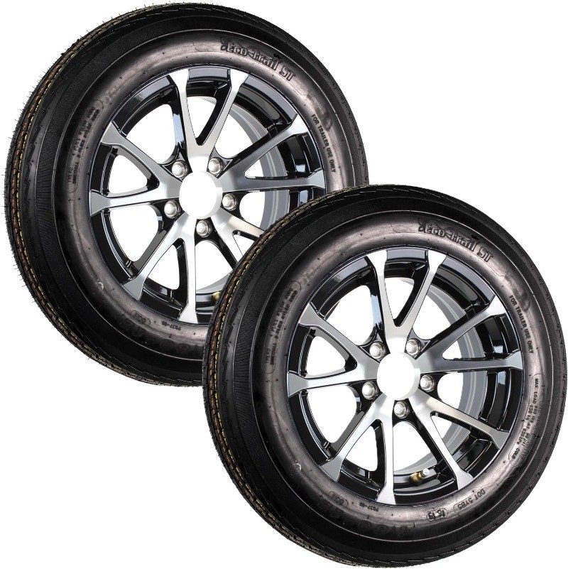2 Pack Trailer Tire Rim Assembly 4.80-12 480-12 Aluminum 6 Ply 12 Inch Tires