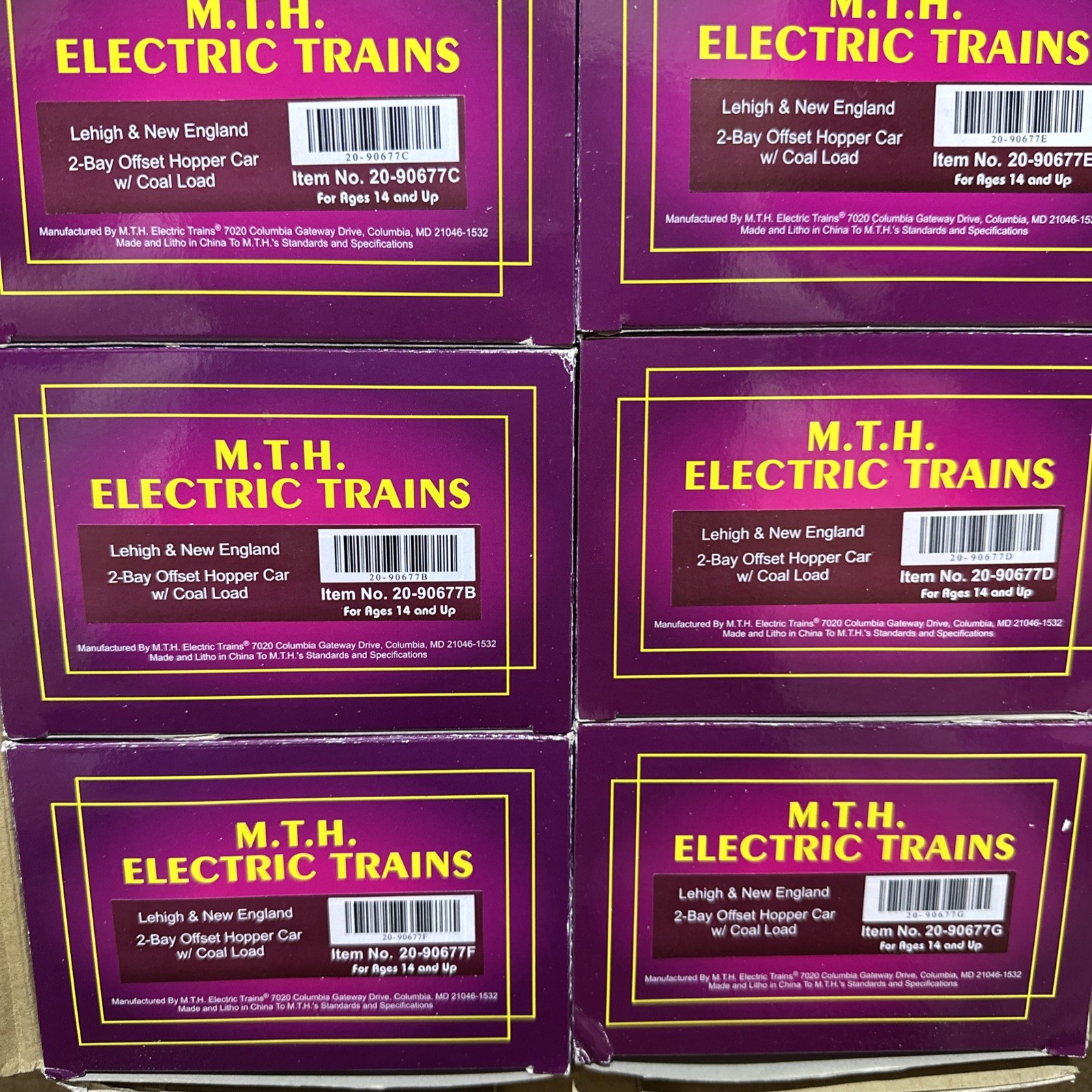 MTH Premier 20-90677 (6-PACK) Lehigh New England 2-Bay Offset Coal Hopper LNE O MTH Premier 20-90677 (6-PACK) Lehigh New England 2-Bay Offset Coal Hopper LNE O