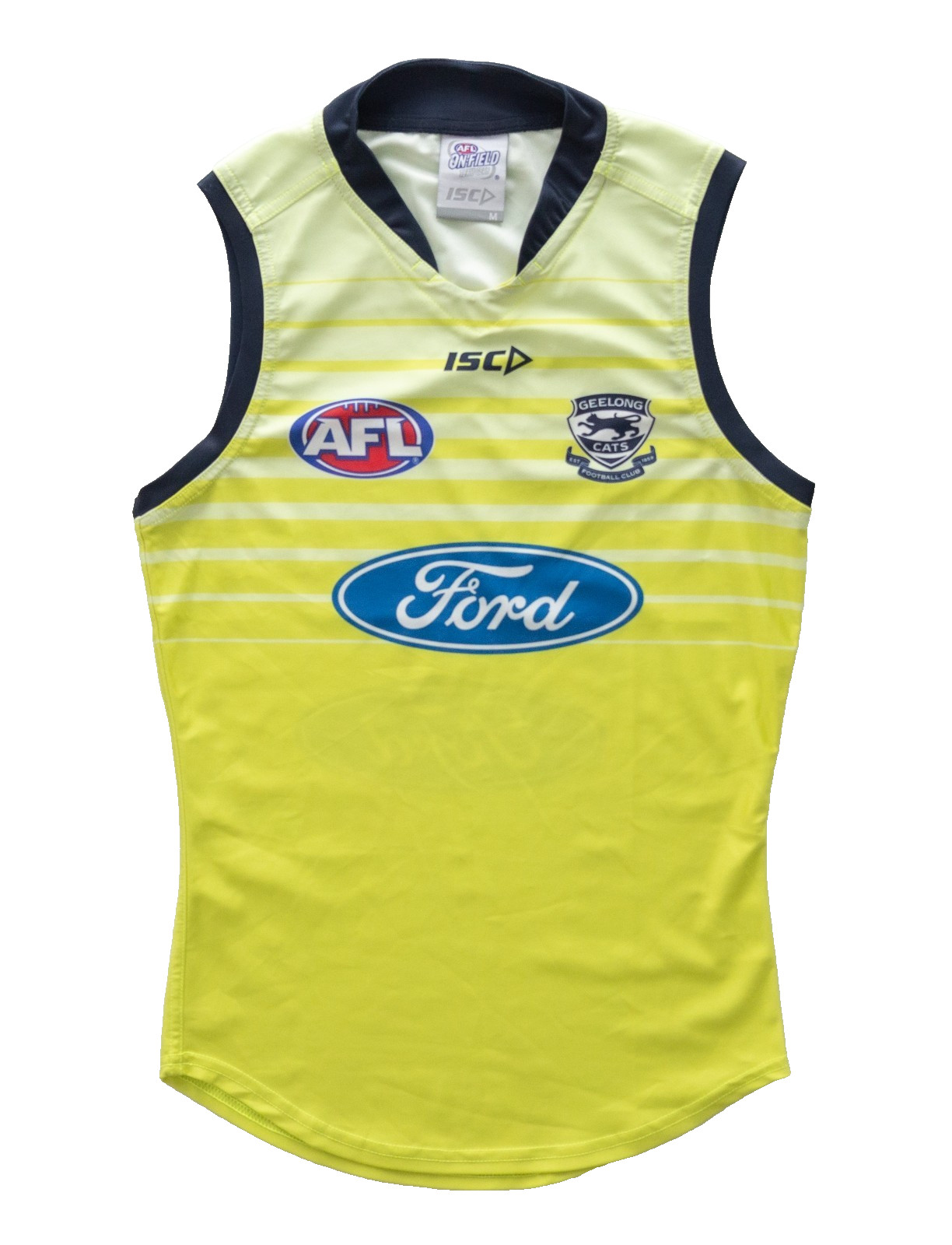 Geelong Cats AFL Fluoro Yellow Player Training Jumper Guernsey ISC Size Medium Geelong Cats AFL Fluoro Yellow Player Training Jumper Guernsey ISC Size Medium