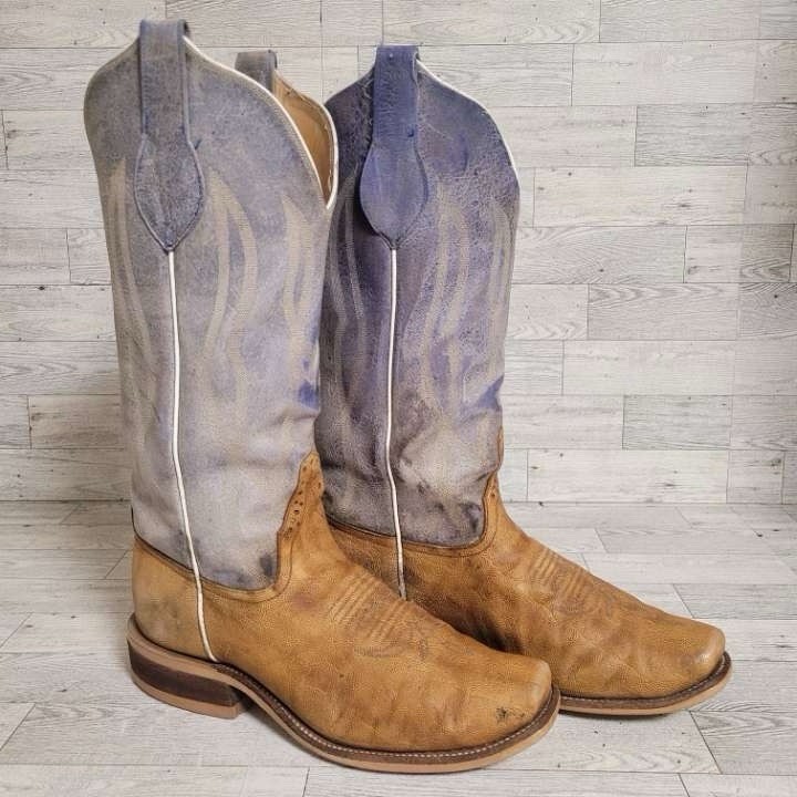 Men\'s Rios Of Mercedes Exotic Brown Leather Square Toe Cowboy Boots Size 8.5 D Men\'s Rios Of Mercedes Exotic Brown Leather Square Toe Cowboy Boots Size 8.5 D