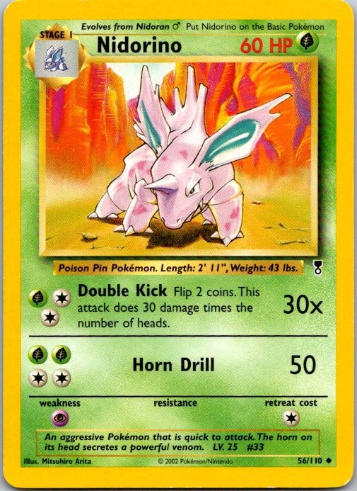 Nidorino 56/110 Uncommon Legendary Collection Pokemon Lightly Played