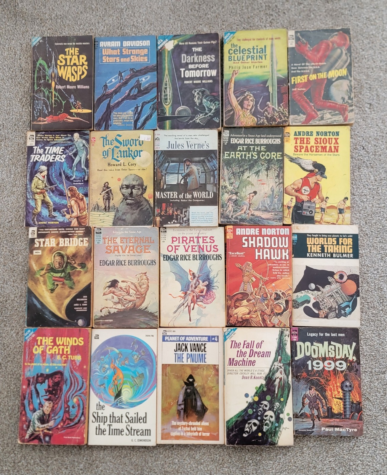 Lot of 20 Vintage Ace Science Fiction Reader Paperbacks Norton Koontz Farmer etc