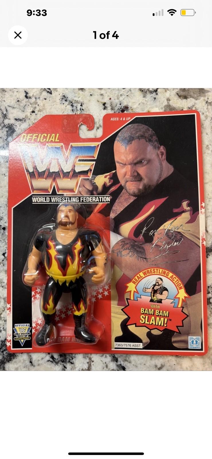 WWF Hasbro Series 8 Bam Bam Bigelow Red Card MOC Action Figure SEALED 1993