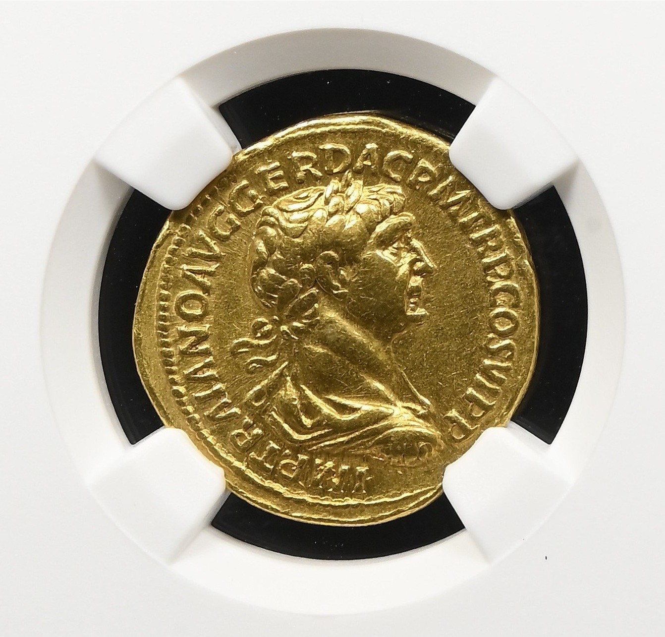Roman Empire Trajan (98-117 AD) AV Gold Aureus NGC VF 5/5 r Genius/Bonus Eventus Roman Empire Trajan (98-117 AD) AV Gold Aureus NGC VF 5/5 r Genius/Bonus Eventus