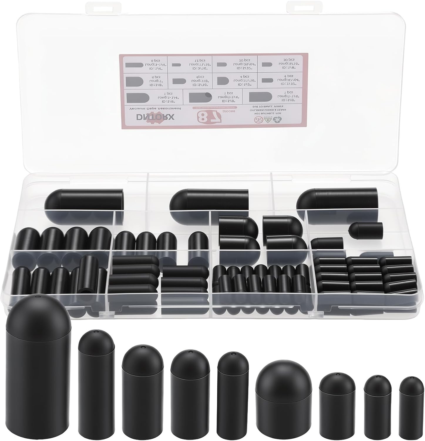 87 Piece Vacuum Cap Assortment Kit Silicone Hose End Plugs 11 Sizes Automotive R