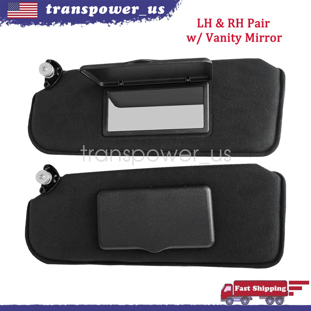 For 1993‑2002 Firebird Camaro Black Sun Visors Pair W/ Mirror Left & Right New
