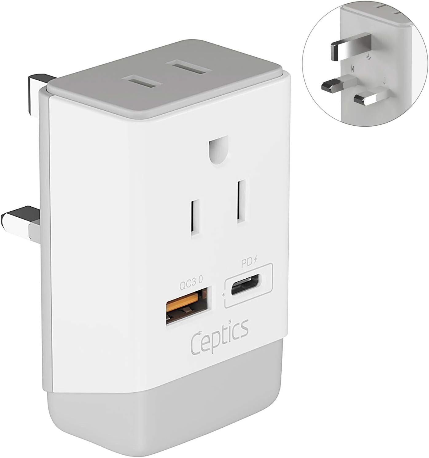 Ceptics US to UK Ireland Hong Kong British England Scotland London Plug Adapter