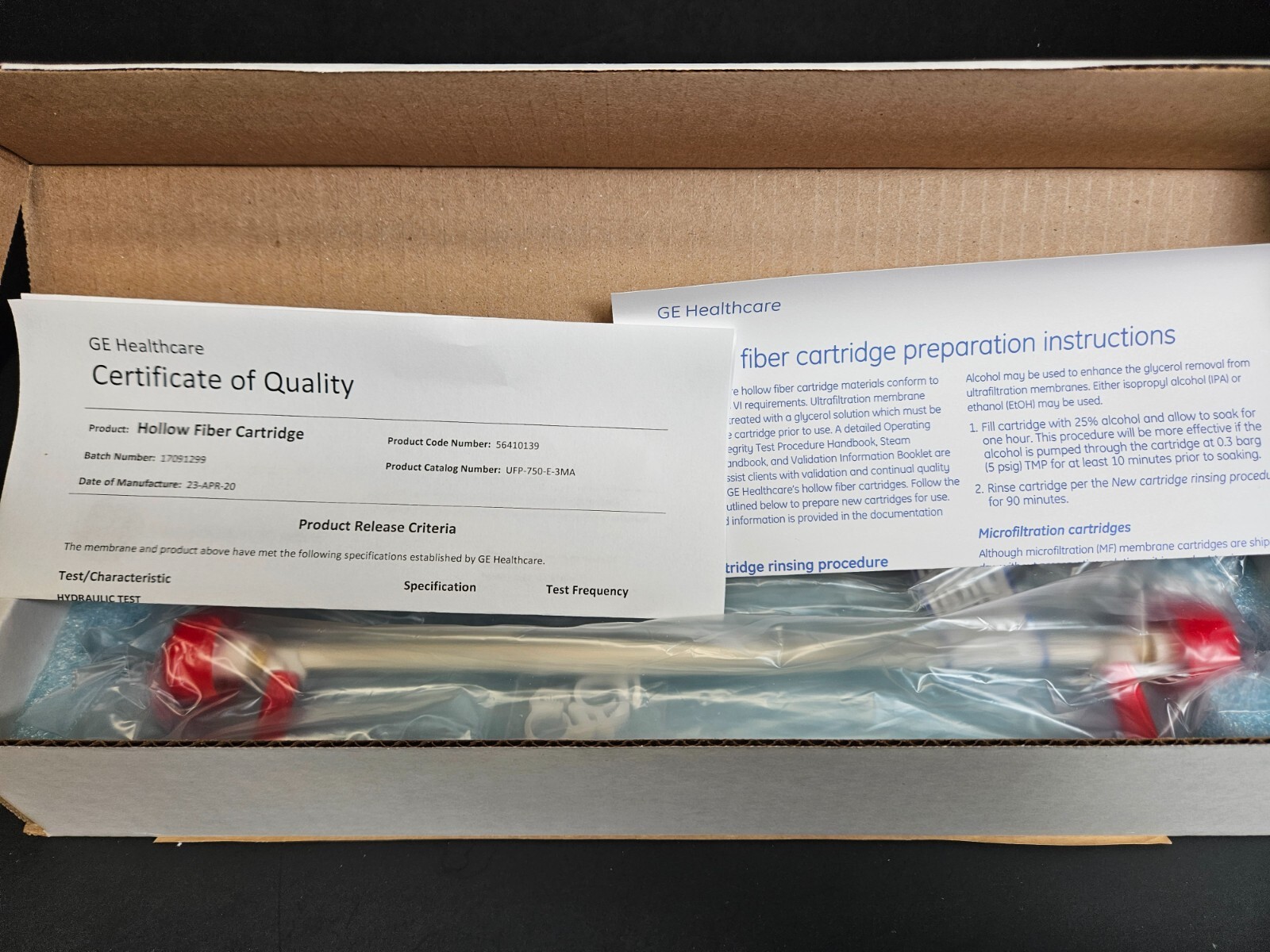 Cytiva GE Hollow Fiber Filter Tangential Flow Cartridge