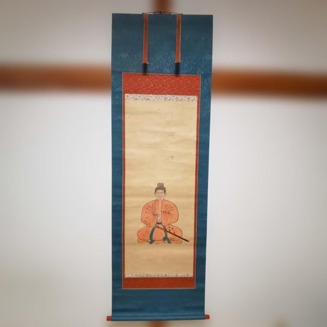 Japanese Hanging Scroll Kakejiku Prince Shotoku Buddhist Art Silk Box 180