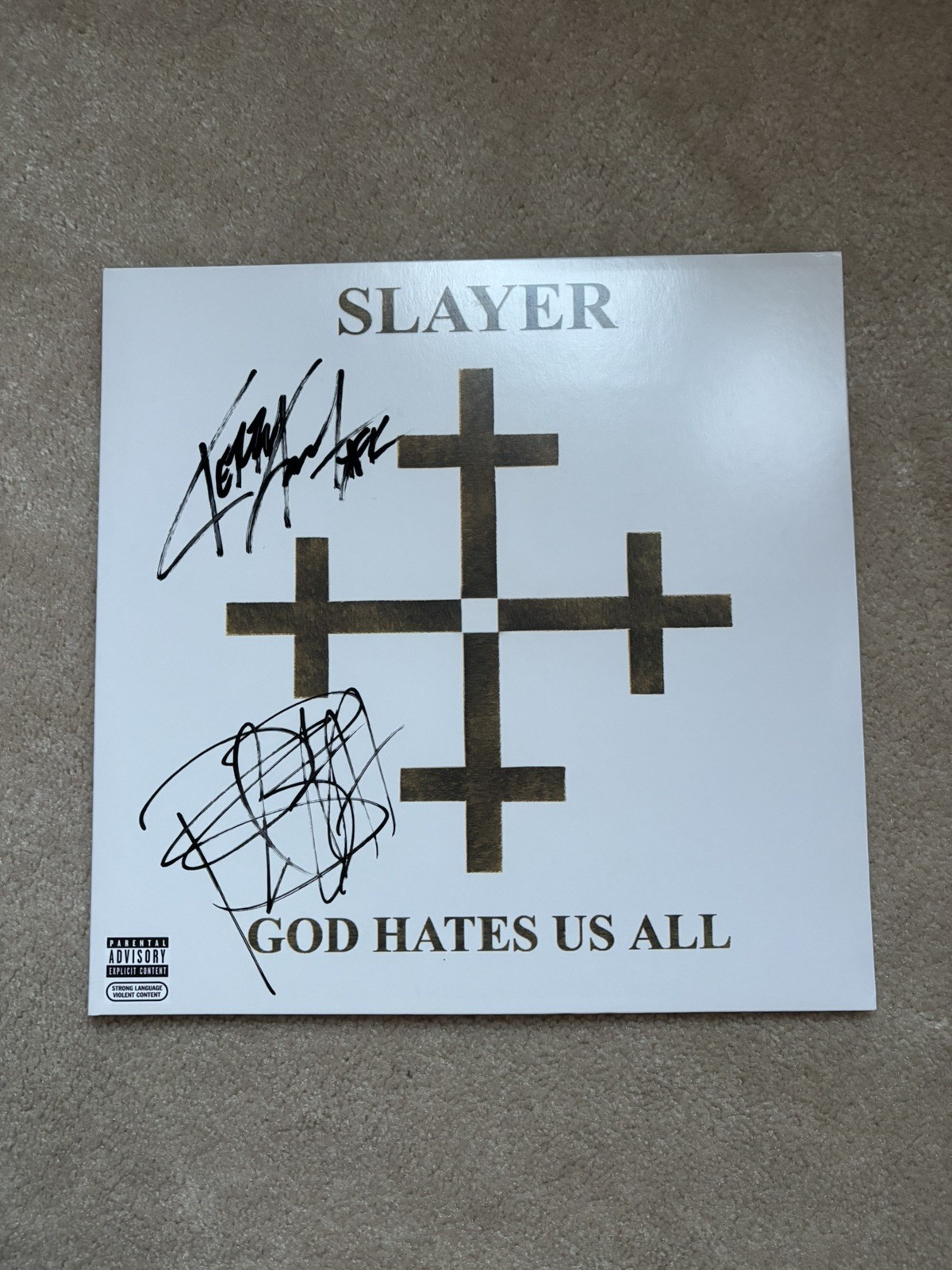 SLAYER GOD HATES US ALL Vinyl signed by Kerry King and Paul Bostaph No COA 