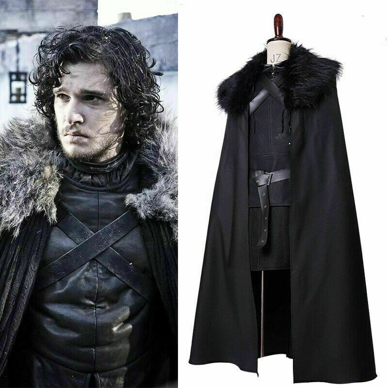 Night\'s Watch Jon Snow Black Outfit Cosplay Costume Halloween Carnival Suit Night\'s Watch Jon Snow Black Outfit Cosplay Costume Halloween Carnival Suit