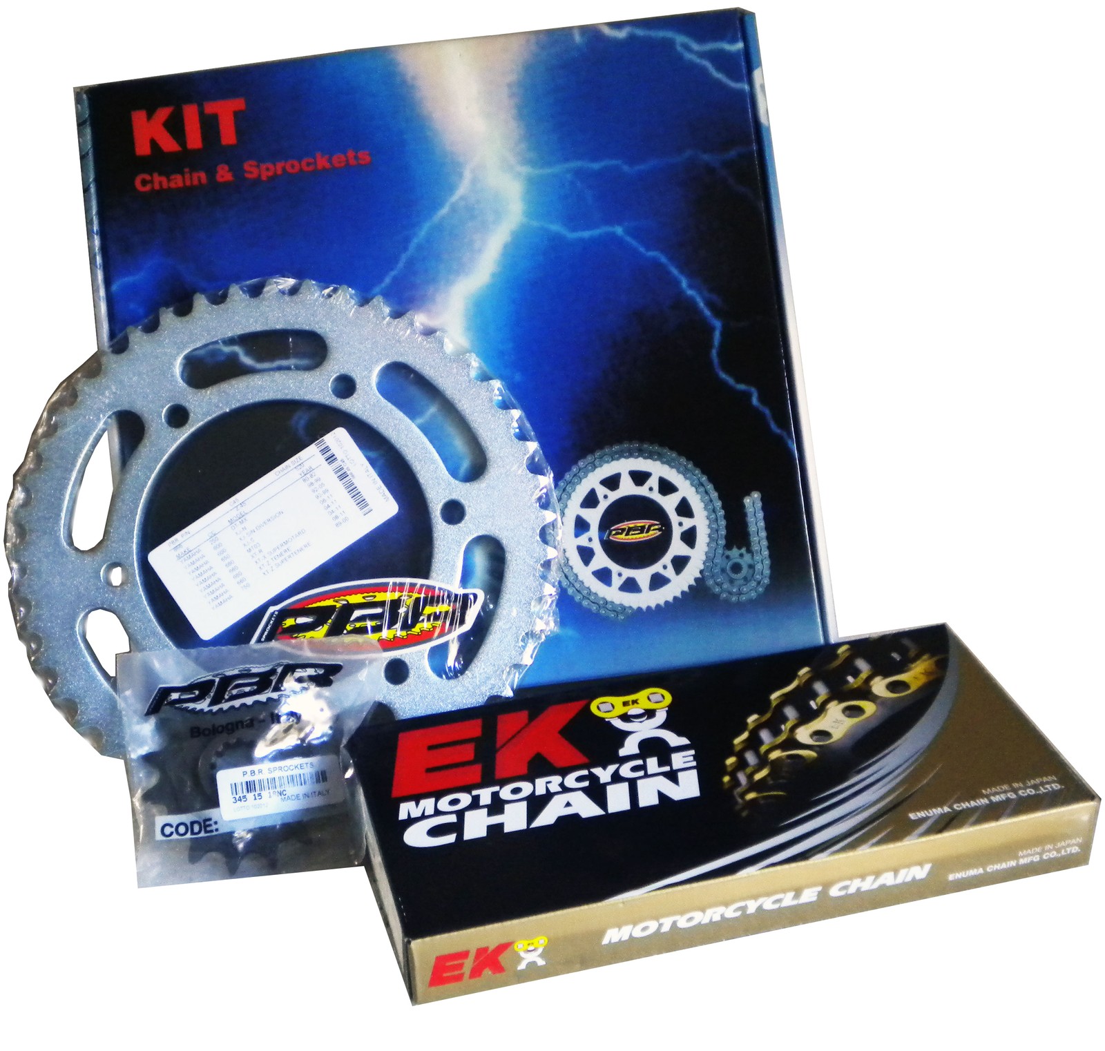 PBR / EK CHAIN & SPROCKETS KIT FOR KTM LC8 SUPERMOTO 950 2006 2008 OEM PITCH