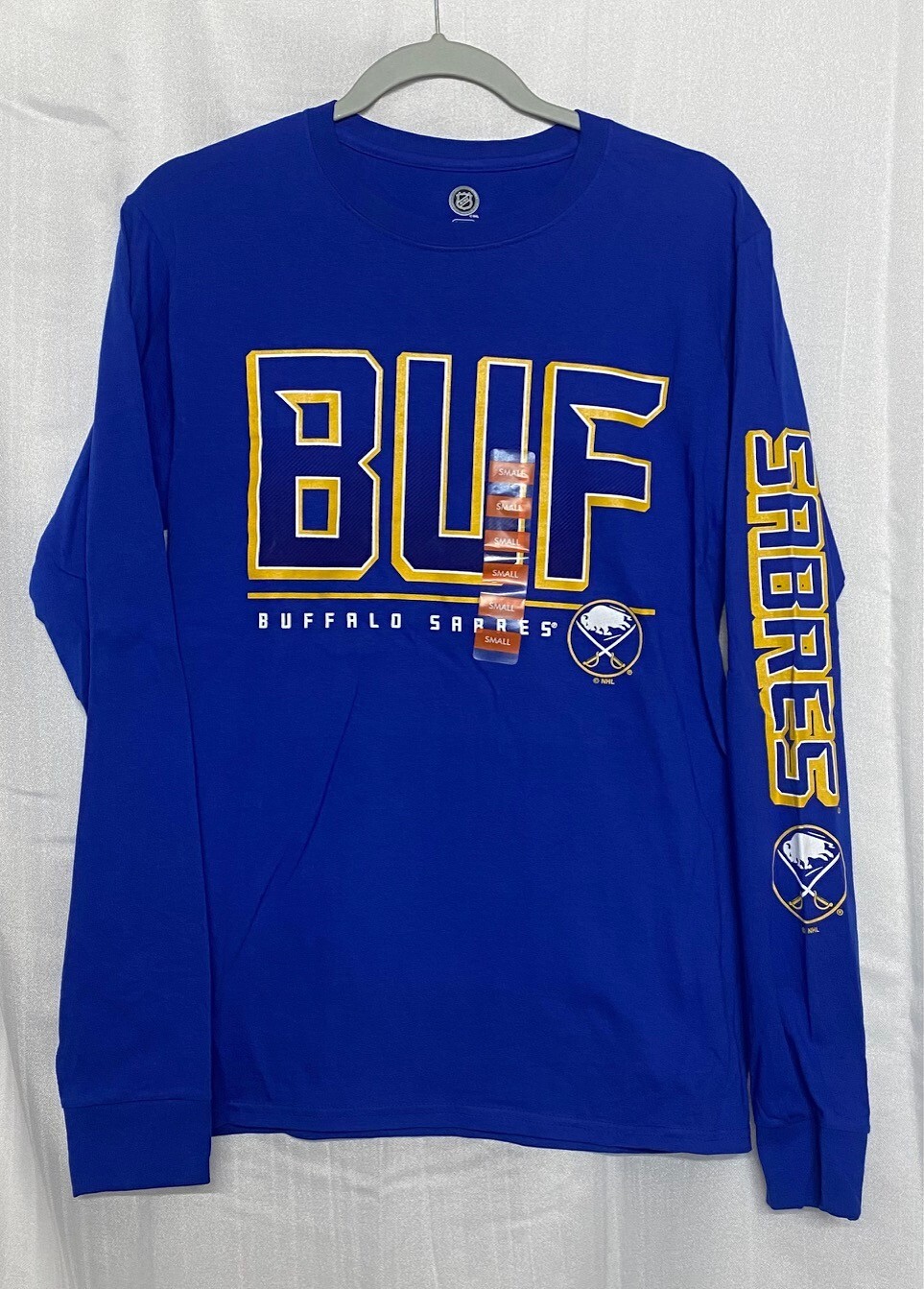 NHL Buffalo Sabres Men\'s Long Sleeve Graphic Shirt Multiple Sizes Royal Blue