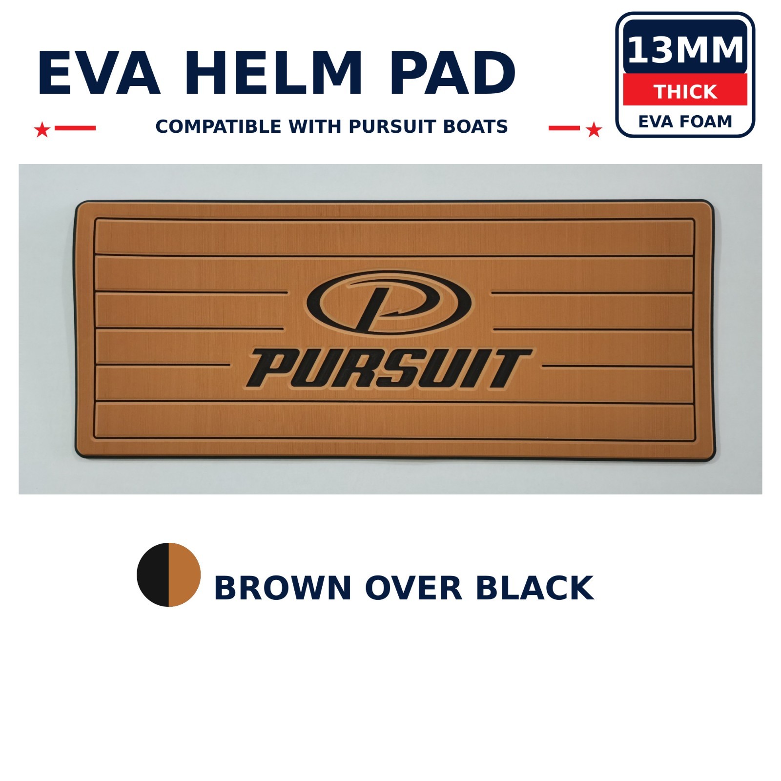 13mm EVA Marine Helm Mat for Pursuit Boats 39x16 Brown Black Faux Teak