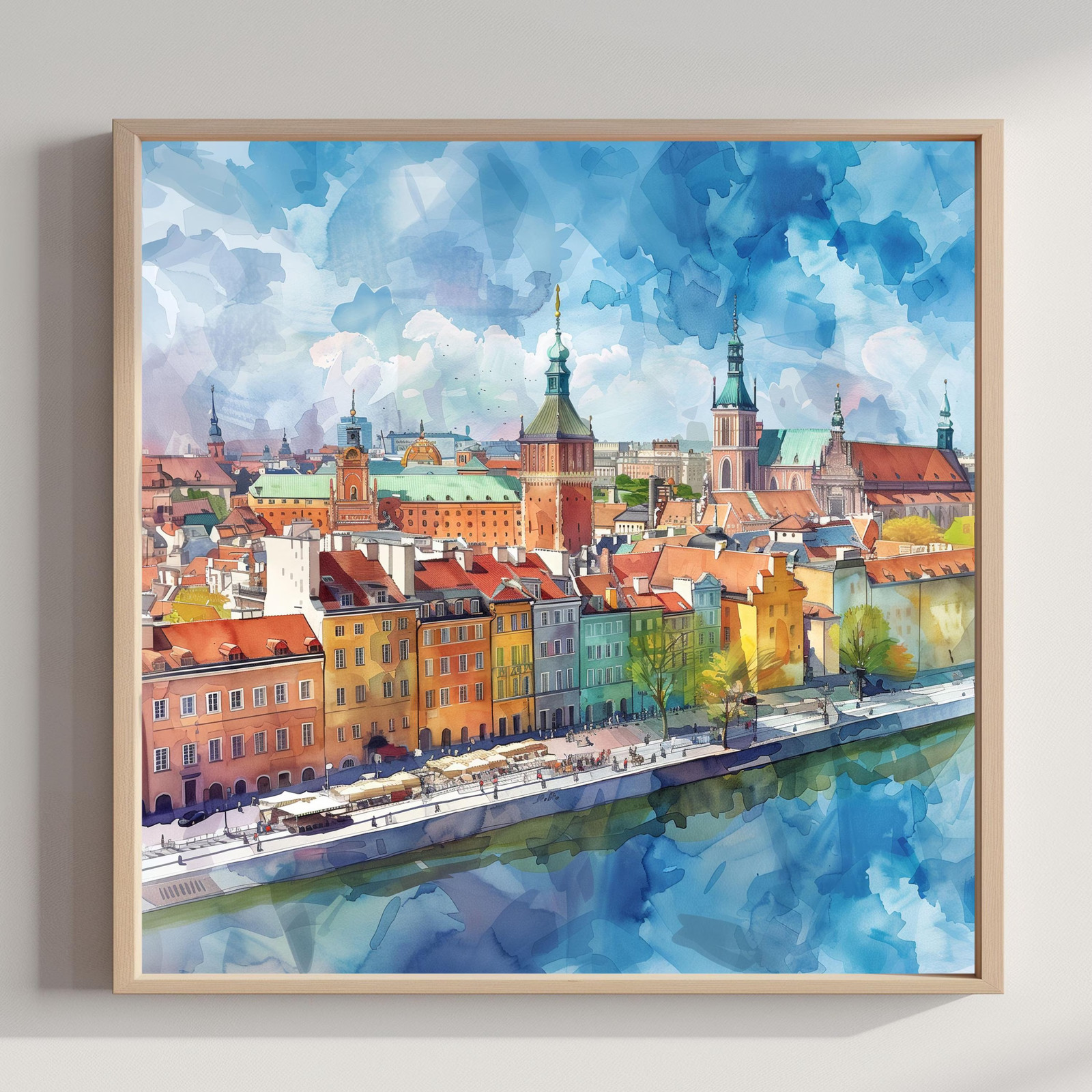 Warsaw Poland Watercolor Print: Polish Travel Art Poster Square