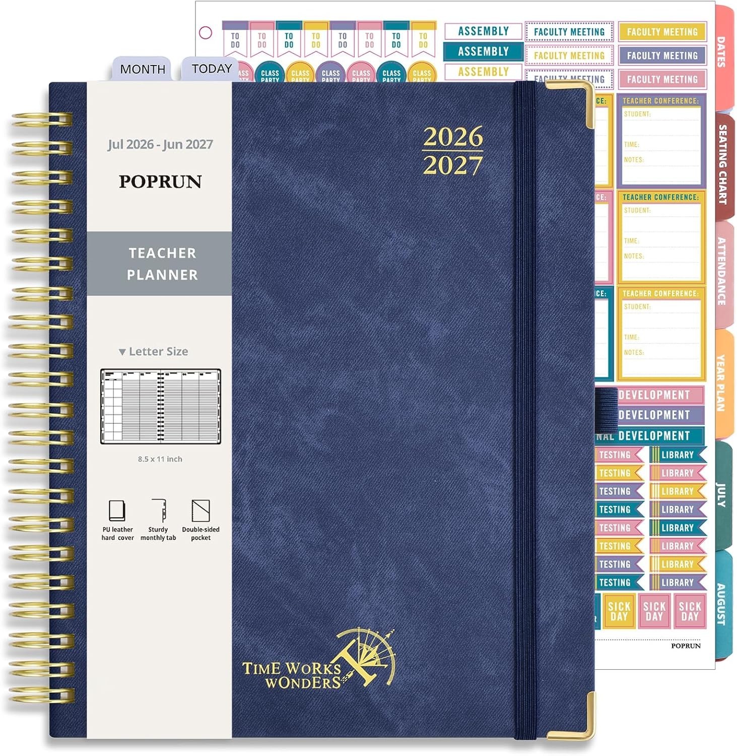 POPRUN Teacher Lesson Planner 2026-2027, Large Size 8.5 POPRUN Teacher Lesson Planner 2026-2027, Large Size 8.5