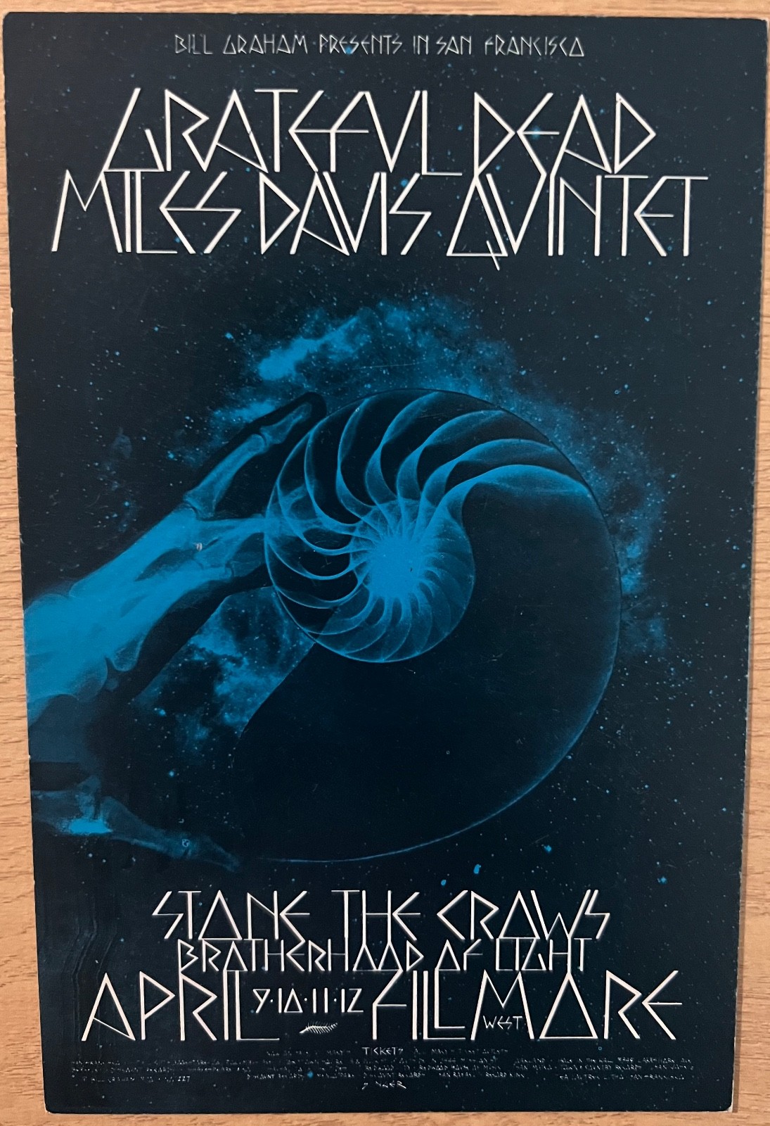 Rare Grateful Dead Miles Davis postcard BG 227 Fillmore 1970 David Singer rock
