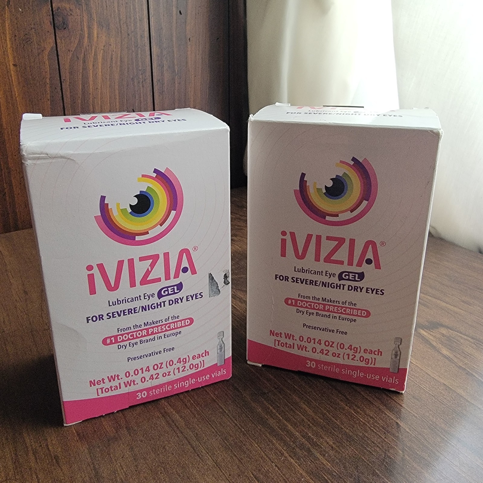 2 iVIZIA Lubricant Eye Gel Severe Dry Eyes 30 Vials 0.42oz UNEXPIRED (60 VIALS)