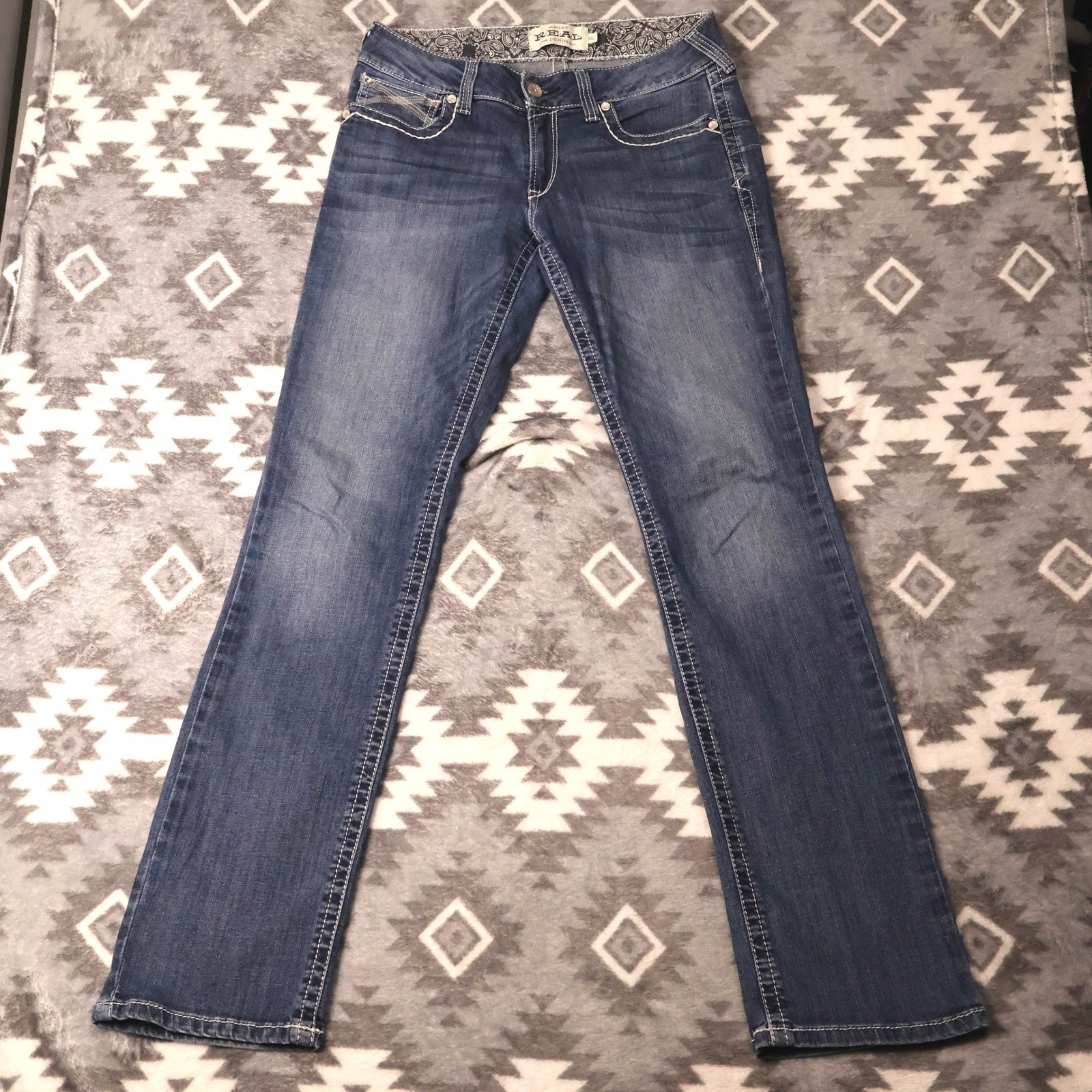 Ariat REAL Mid Rise Straight Leg Jeans Medium Wash 30L 30x33\
