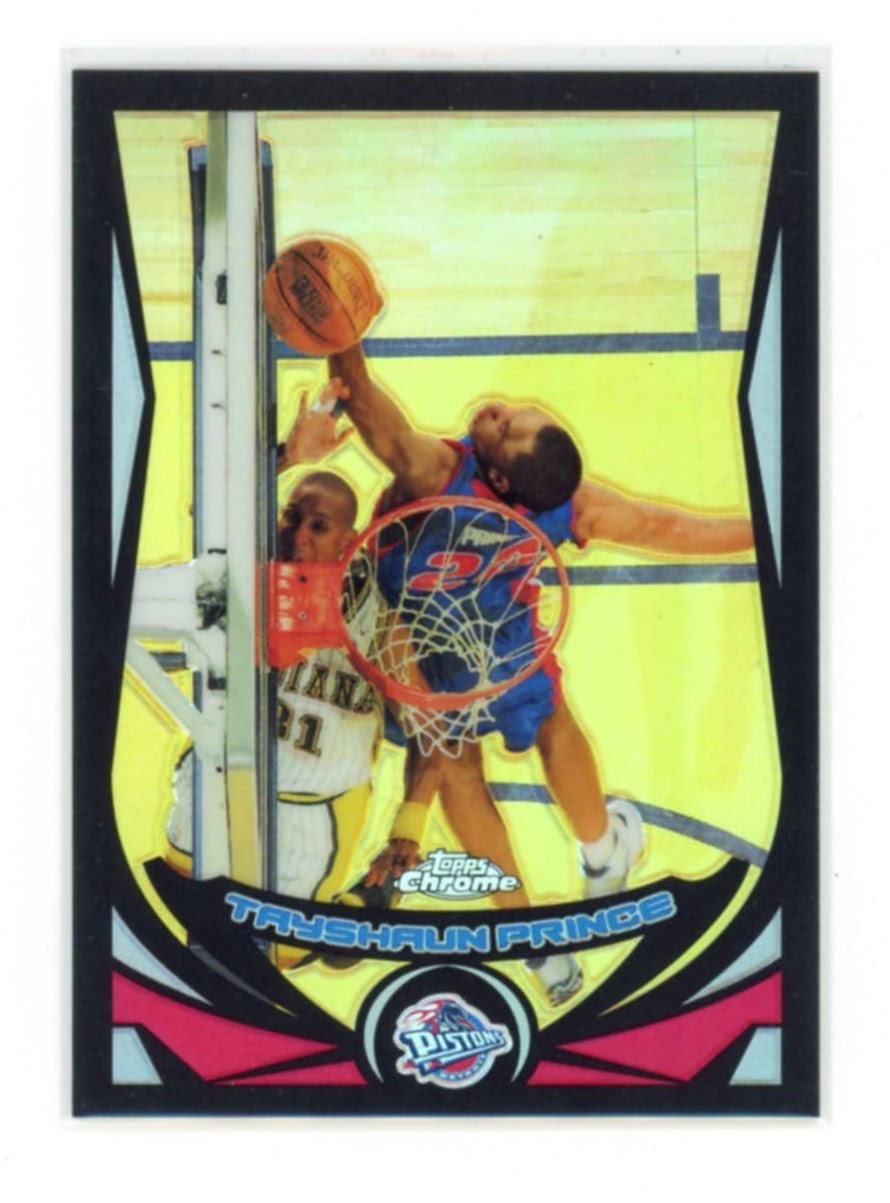 2004-05 Topps Chrome Tayshaun Prince Black Refractor /500 The Block Pistons