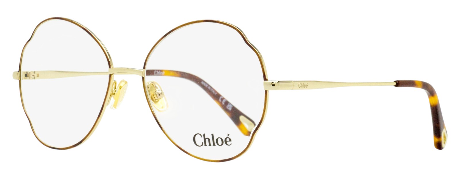 Chloe Scalloped Oval Eyeglasses CH0097O 004 Havana/Gold 53mm Chloe Scalloped Oval Eyeglasses CH0097O 004 Havana/Gold 53mm