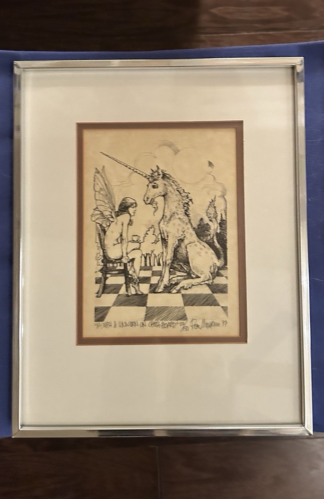 Real Musgrave, Framed and Signed Artist 1977 “Nymph and Unicorn.”