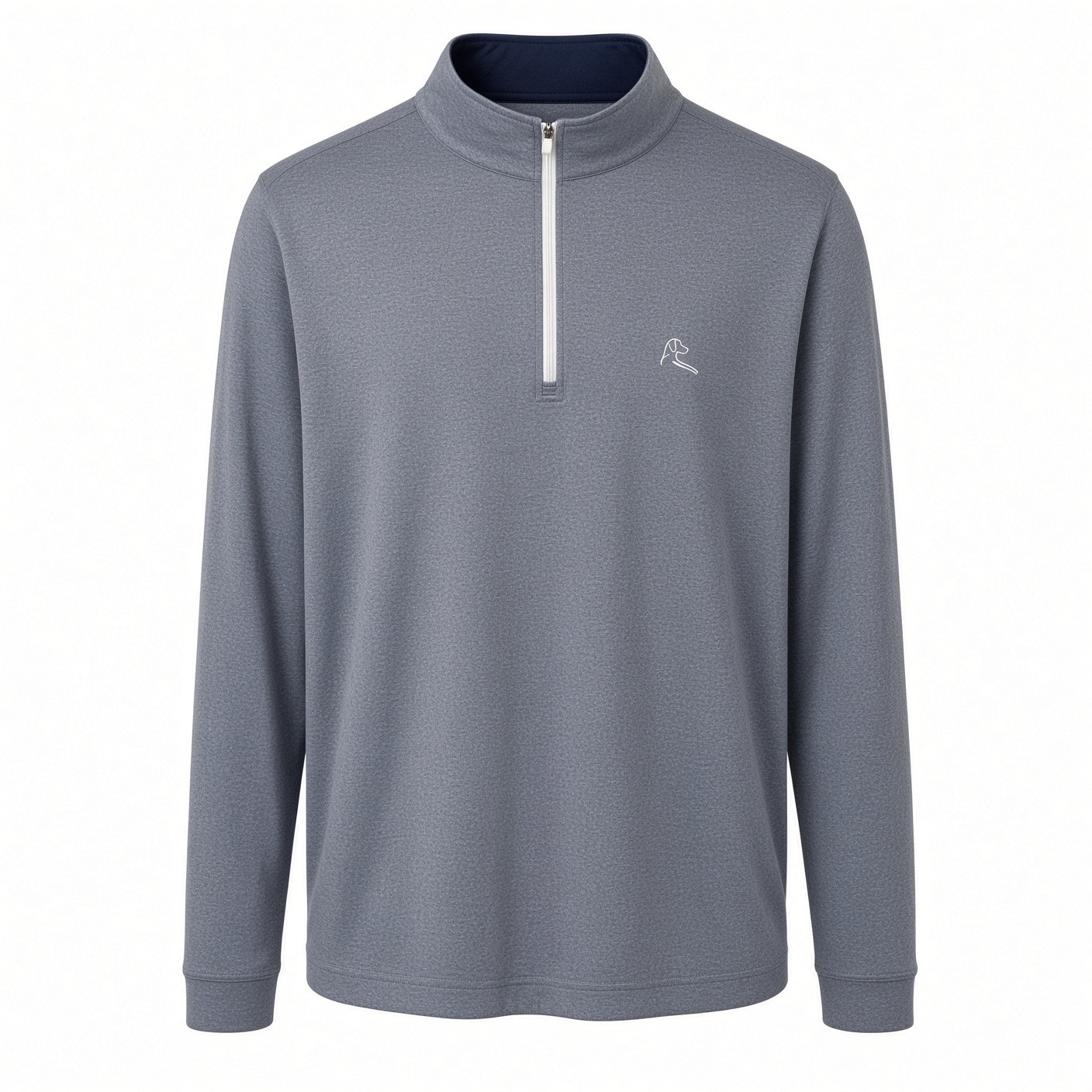 Rhoback 1/4 Zip Gray/Blue Heather Performance Pullover - Men\'s Size Large