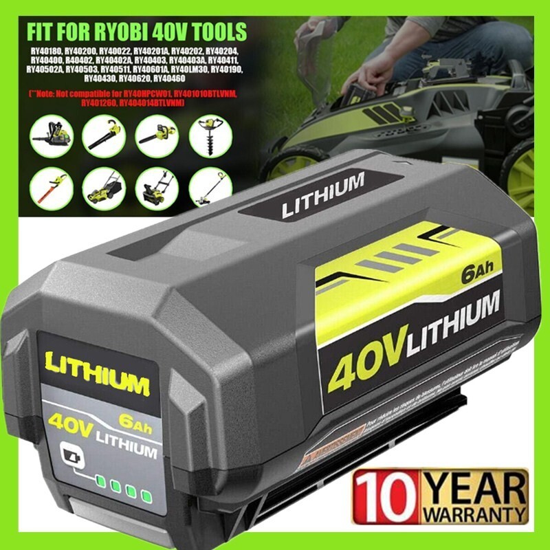 8.0Ah Battery 40 Volt for Ryobi 40V Lithium OP40602 Battery with LED / Charger