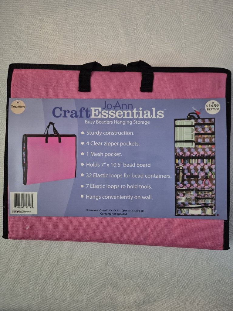 VTG 2004 Jo-Ann Craft Essentials Busy Beaders Hanging Storage Organizer Pink
