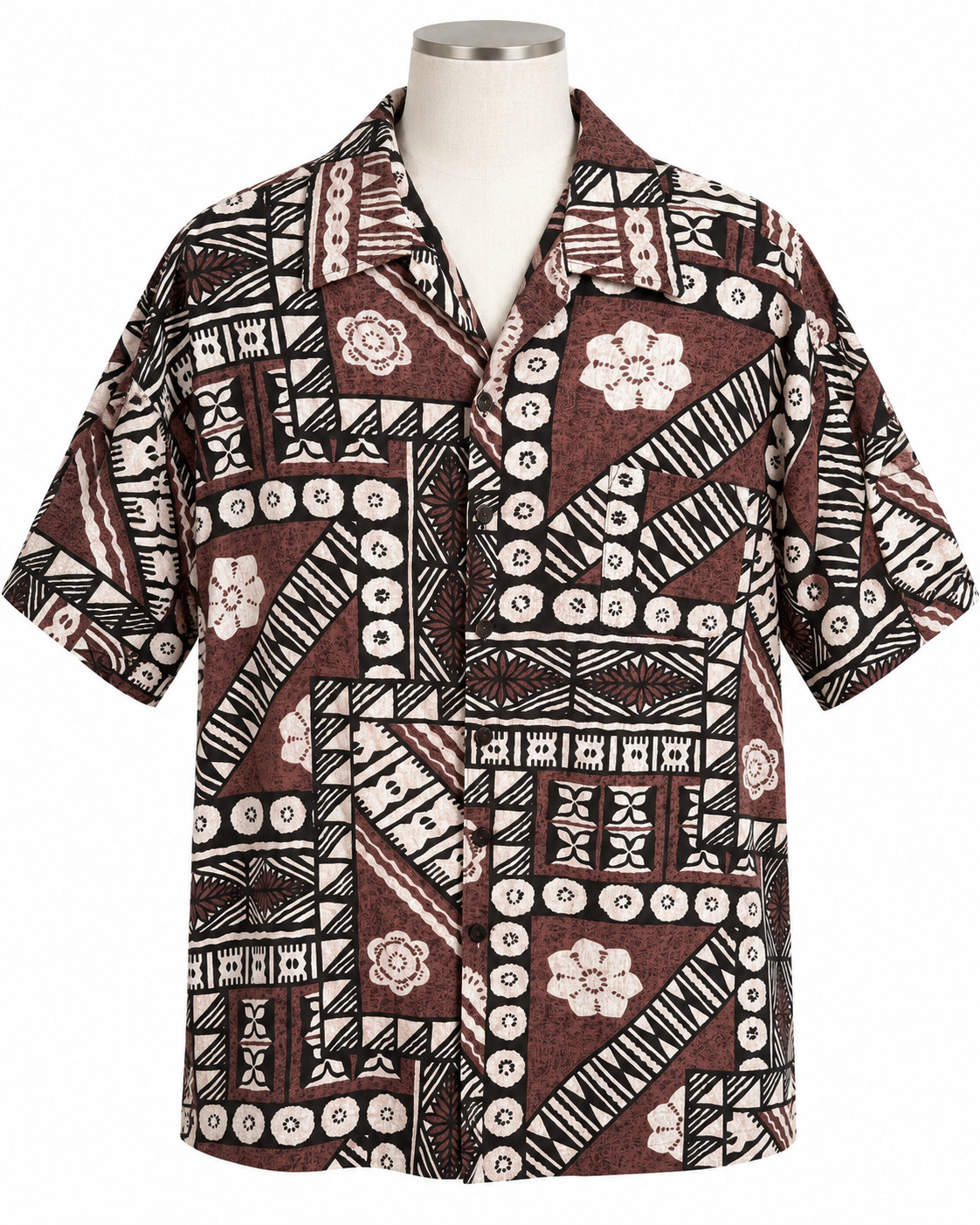 Vintage 1960s Ui-Maikai Hawaiian Barcloth Shirt Brown/Ivory Tribal Tiki Size 5X Vintage 1960s Ui-Maikai Hawaiian Barcloth Shirt Brown/Ivory Tribal Tiki Size 5X