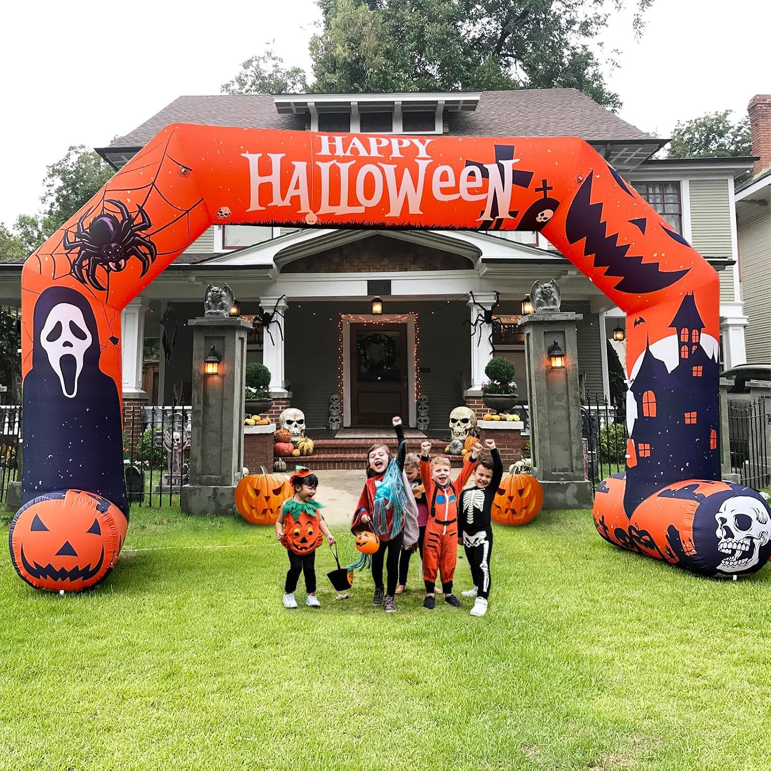 20Ft Halloween Inflatable Archway with 250W Blower, Hexagon Inflatable Arch for