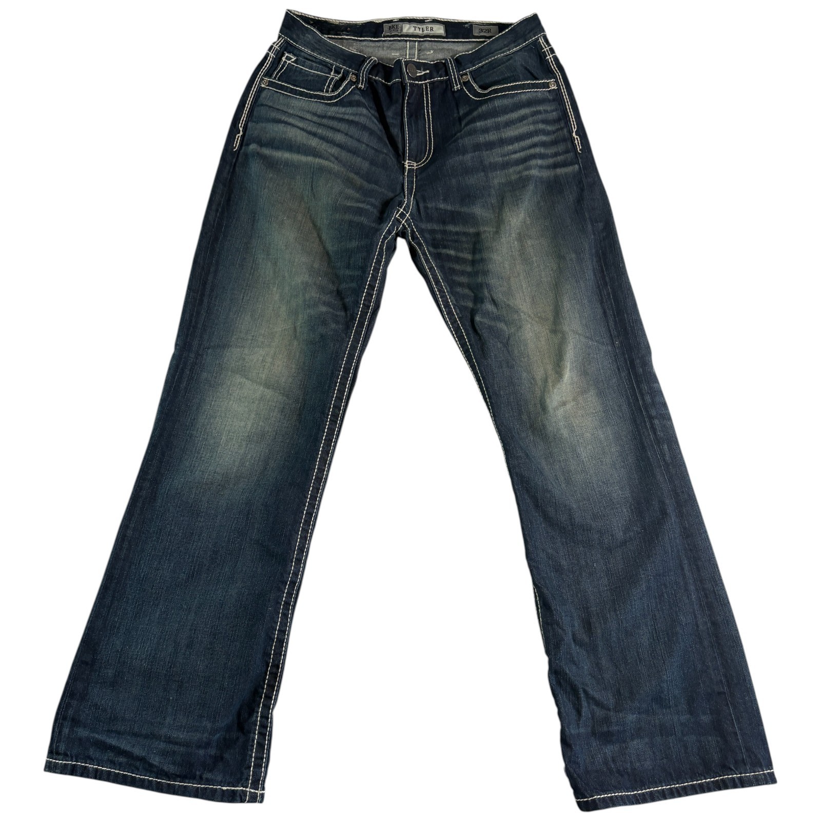 Buckle BKE Tyler Jeans Mens 32x30.5 Blue Whiskering Denim Cotton Straight Leg