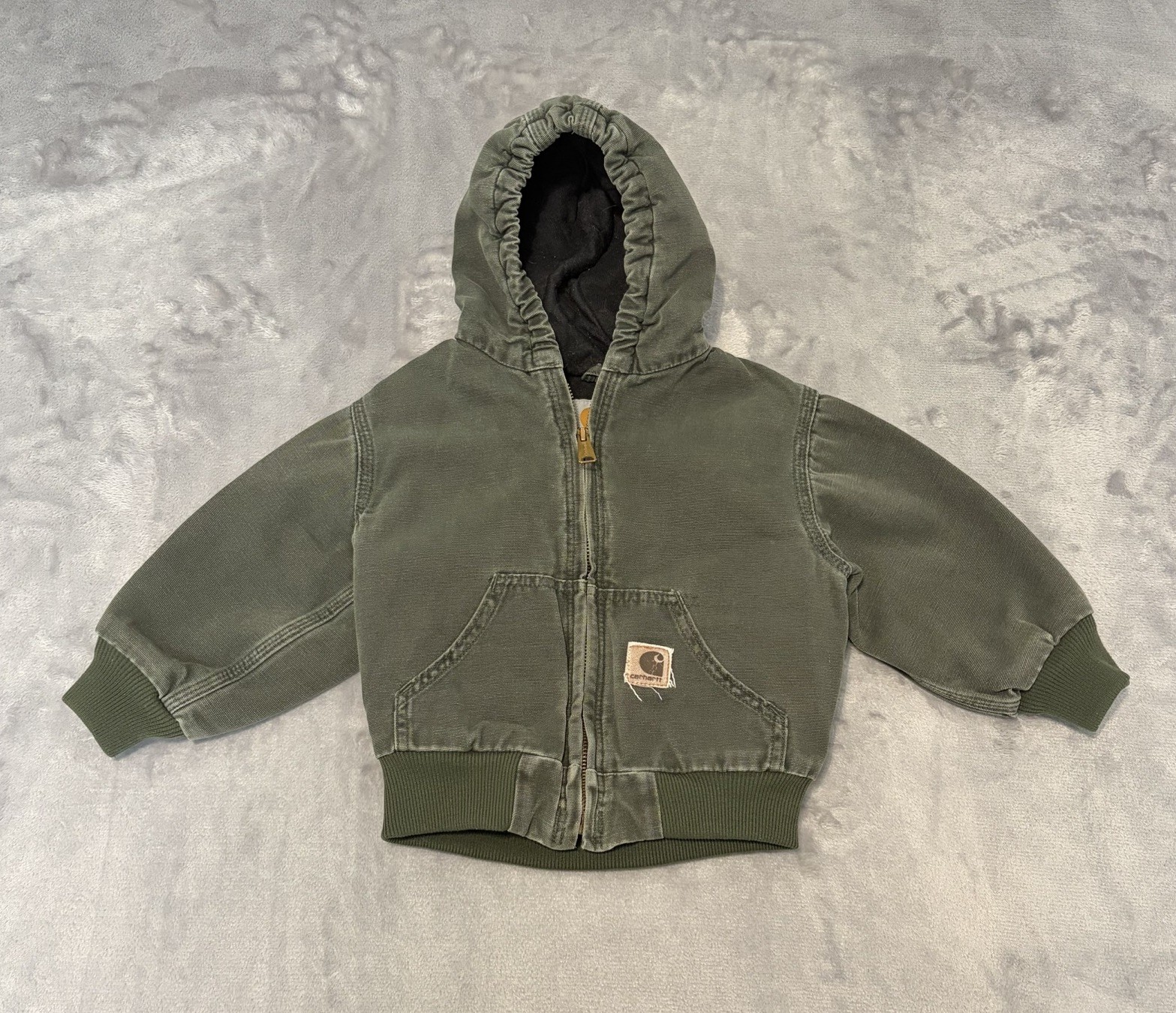 Vintage Toddler Child Carhartt Hooded Green Quilted Jacket Y30 MOS Size 3T Y2K