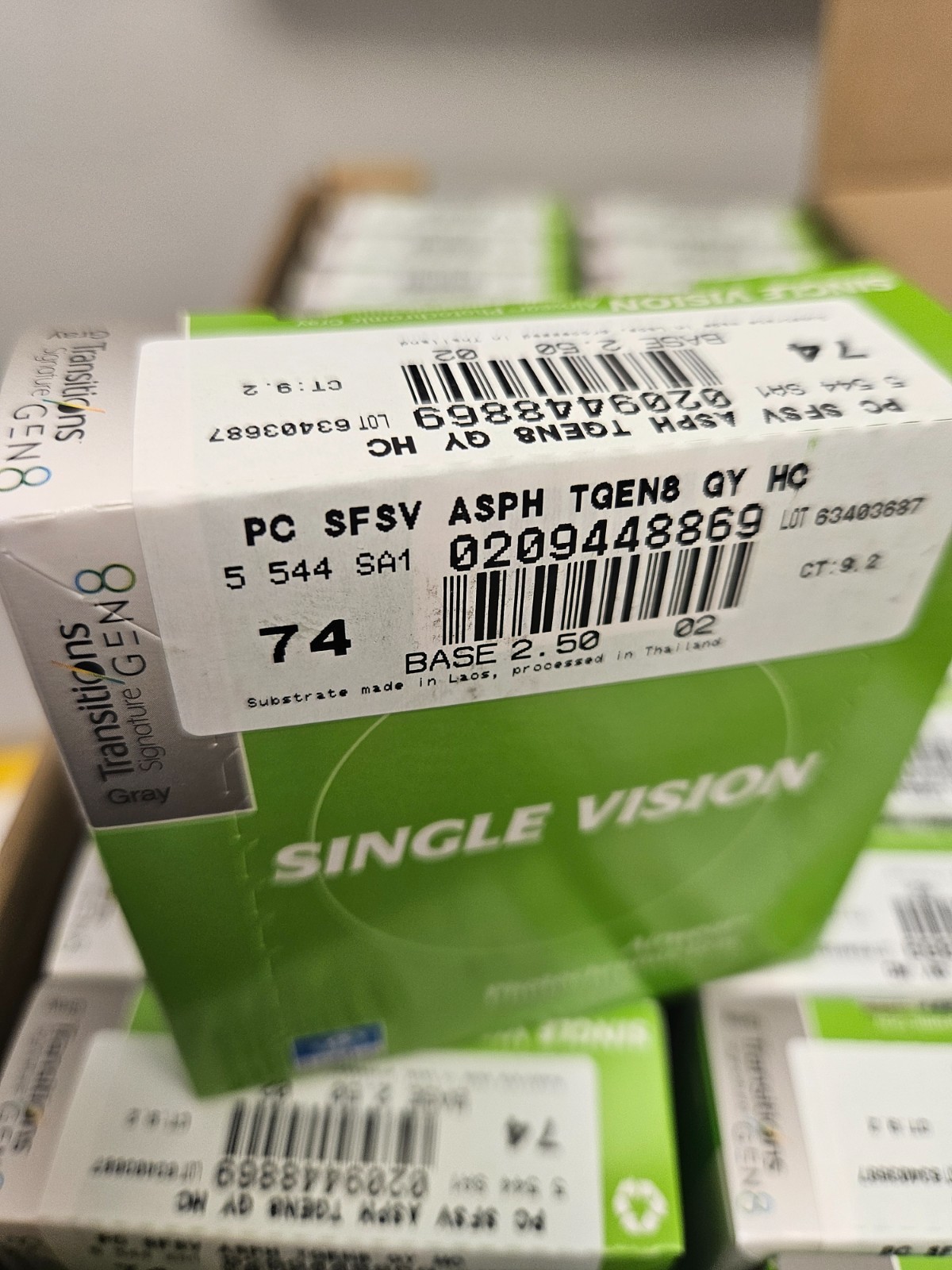 Essilor Transitions 8 poly SFSV Lens Lot- 