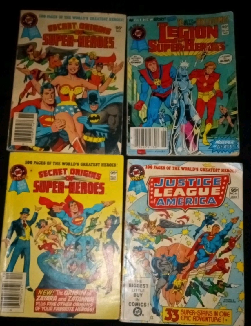 Vintage DC Comics 4 Book Lot Secret Origins Legion Super-Heroes JLA