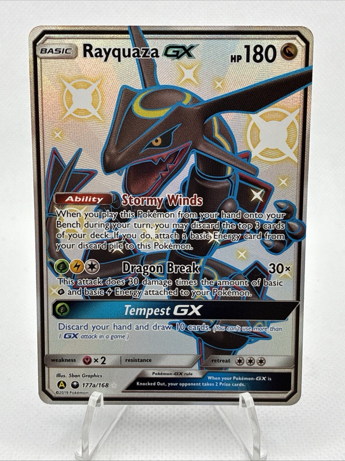 Pokemon Rayquaza GX 177A/168 Alternate Art Promo Full Art Near Mint Pokemon Rayquaza GX 177A/168 Alternate Art Promo Full Art Near Mint